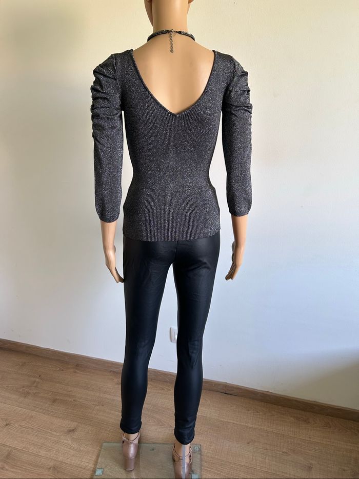 Pull argenté pailleté Morgan taille M comme neuf - photo numéro 6