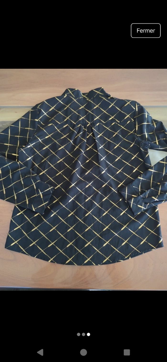 Chemisier blouse noir et doré neuf taille M - photo numéro 3
