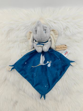 Doudou losange Dumbo gris bleu Cigogne Disney