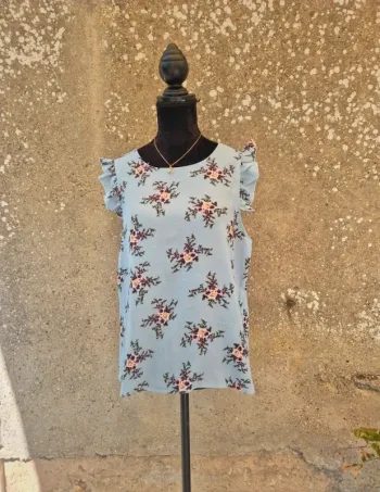 Top fleuri Shein Bleu clair T.40