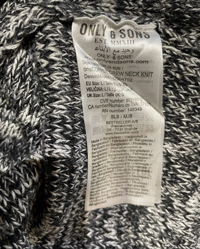 Pull d’hiver Gris Only&Sons Homme taille L - photo numéro 4