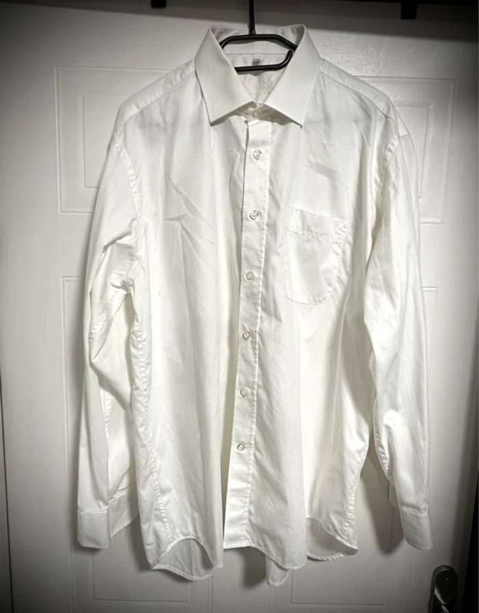 Chemise Blanche à Rayures Manches Longues Homme Oversize T44 - photo numéro 2