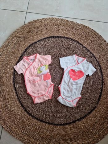 Lot de 2 bodies manches courtes Gémo taille 1 mois