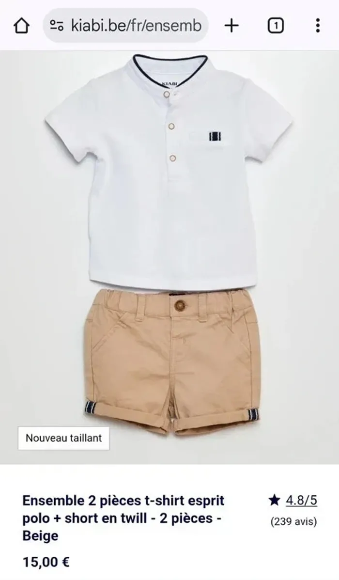 Ensemble polo short 12mois 80cm - photo numéro 5