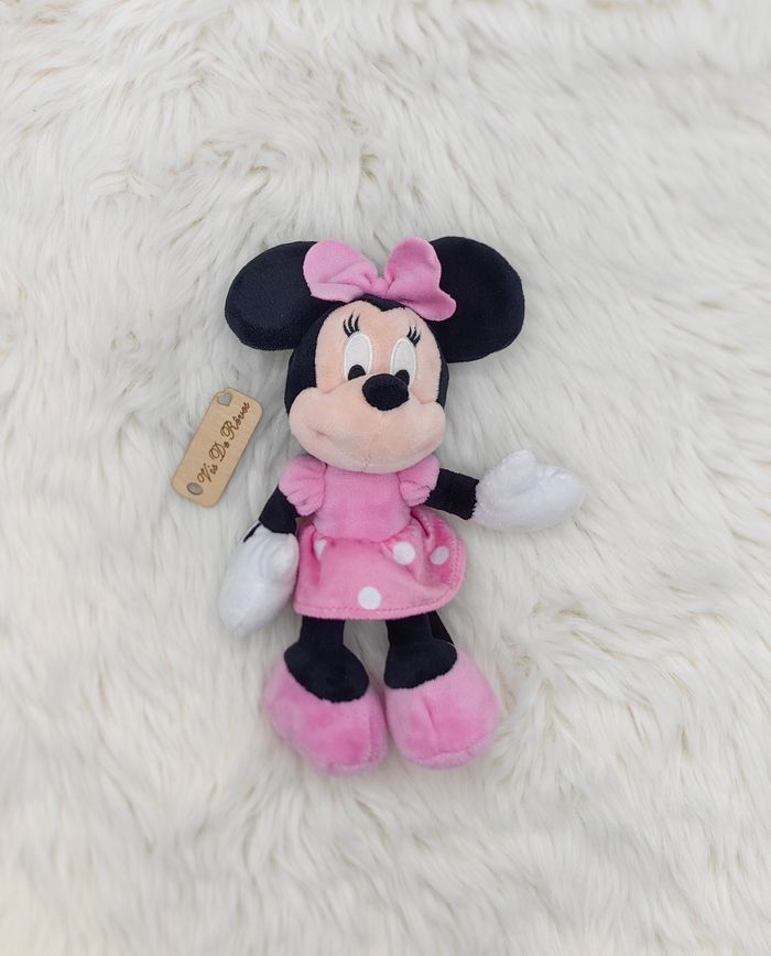 Doudou peluche Minnie robe rose et blanc pois 20 cm