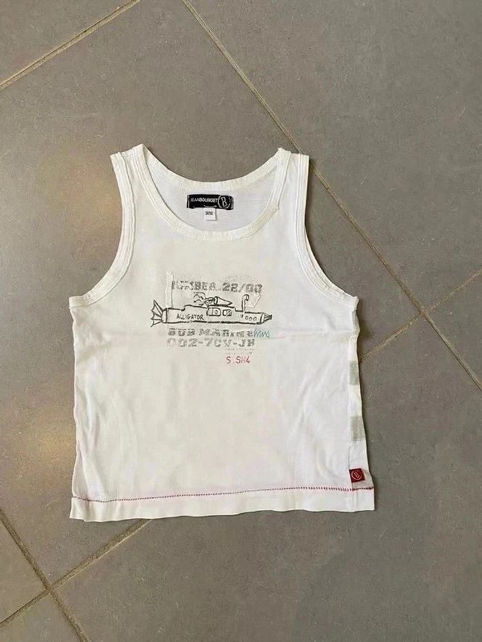 T-shirt sans manches / Débardeur - Jean Bourget - Blanc & Gris - 3 ans