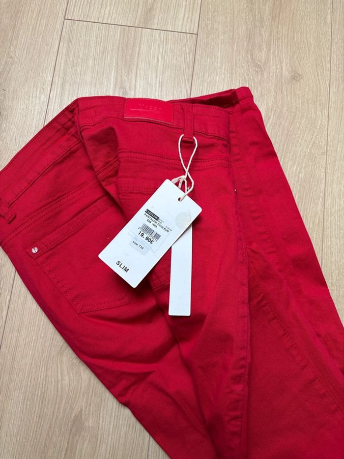 Pantalon toile rouge neuf T38 - photo numéro 4