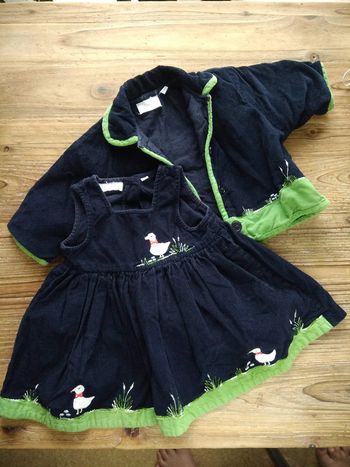 Ensemble robe, chemisier et veste velours côtelé 3 mois