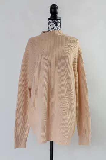 Pull oversize beige en maille côtelée – RIU Paris – Taille 5 (XL/XXL)