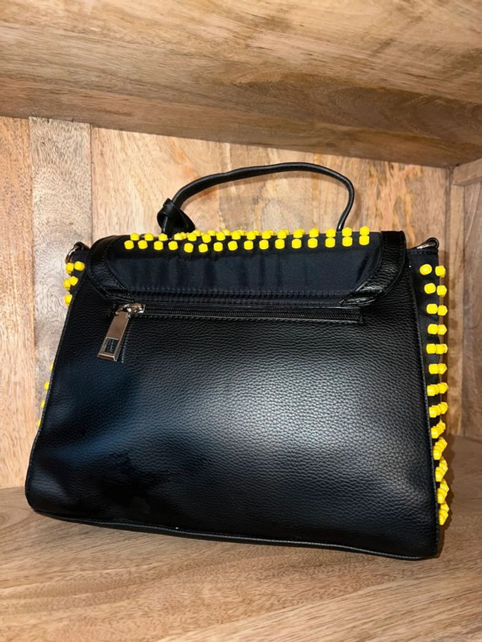Sac à main noir avec tirette - point jaune - rectangle - Alex&max - photo numéro 2