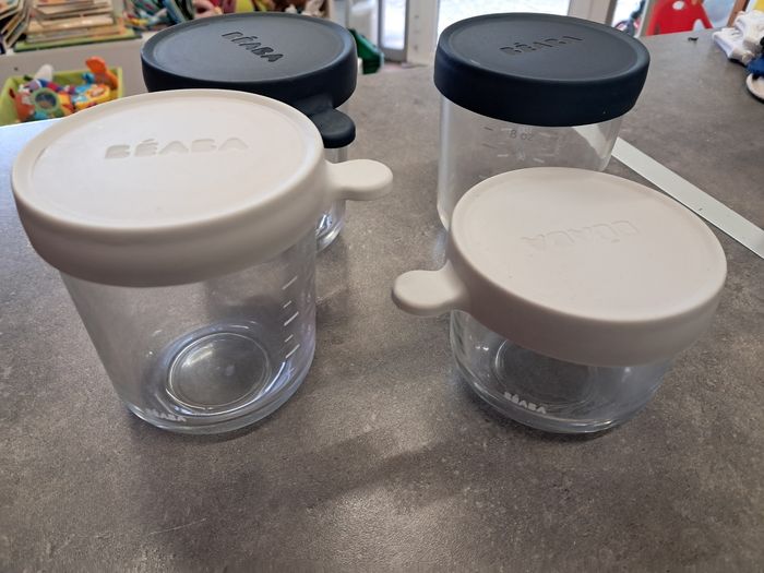 Lot de 4 pots de conservation diversification pot bébé en verre beaba