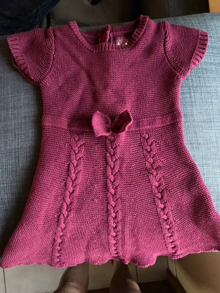 Robe maille bordeaux hiver fille Young Dimension 12-18m