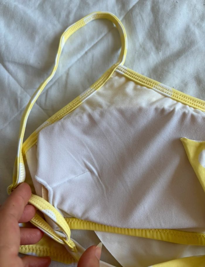 Haut de maillot de bain jaune à pois blanc volant taille M/38 Penti neuf - photo numéro 7