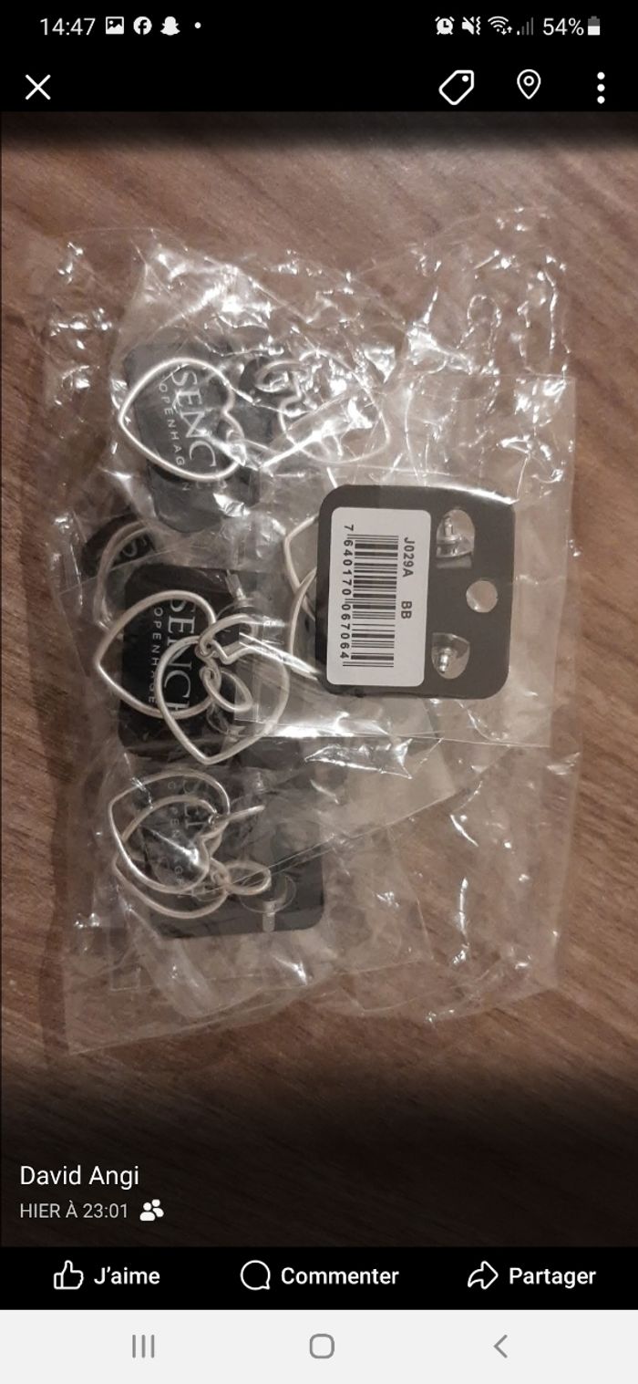 Boucles d'oreilles fantaisie femme forme de cœur - photo numéro 2