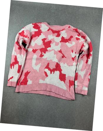 Pull vintage à motif coogi style rouge/rose/blanc