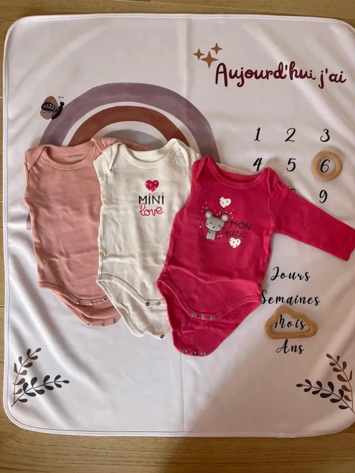 Ensemble body manches courtes - Bébé fille - 6 mois - Pat et Ripaton