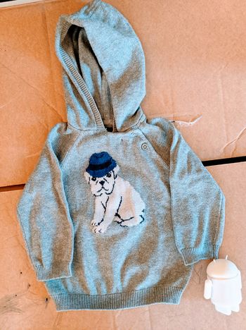 Mignon sweat tricot pull à capuche bulldog - 6 mois