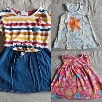 Lot 3 Robes Été Les Petites Chéries Zeeman Coton Viscose Bon État 12 mois