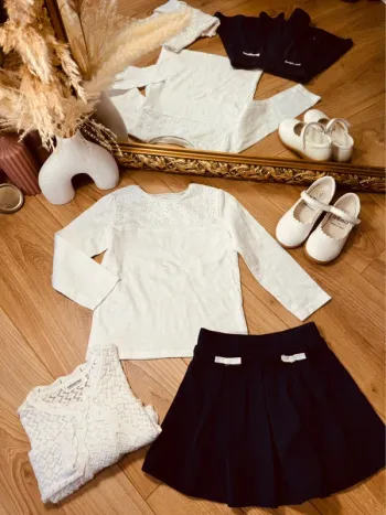 Taille 4 ans tenue 3 pièces fille multimarque blanche bleue marine * chic * 🌸