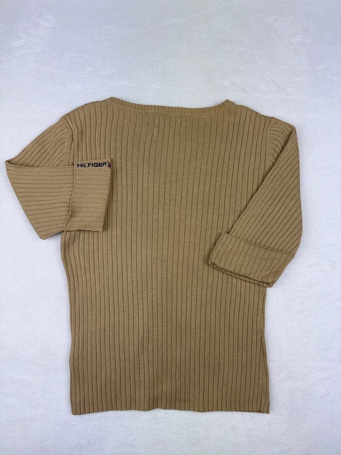 Pull côtelé Tommy Hilfiger femme beige col V Taille M Made in Japan #02125 - photo numéro 6