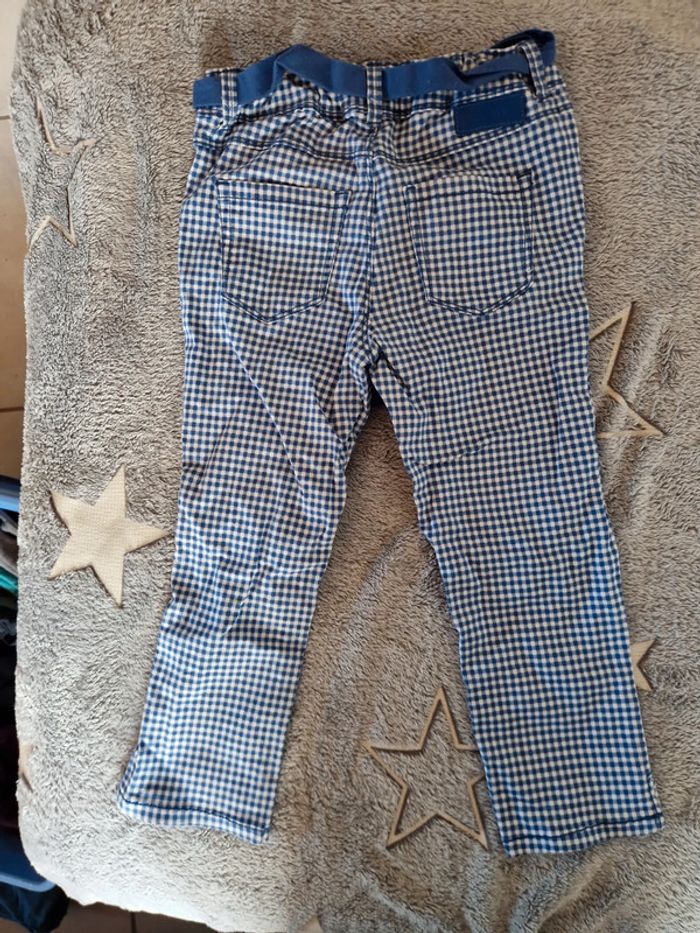 Pantalon fille bleu à petit carreau - photo numéro 3