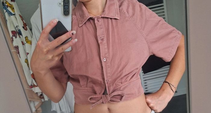 Blouse haut chemise courte crop top