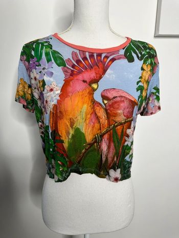 T-shirt crop top multicolore perroquets Desigual T38 M