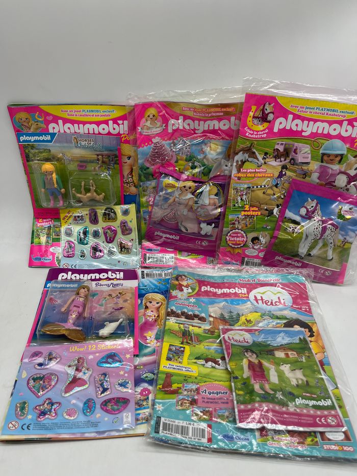 Lot de 5 livres D’activités Magazines Playmobil girls Avec leurs figurines Neuf
