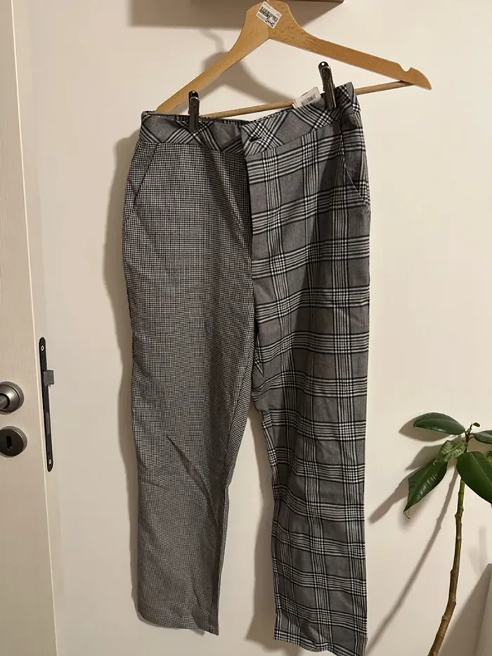 Pantalon droit bi motif