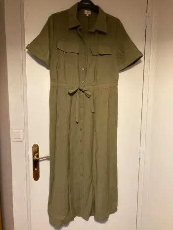 Robe longue type saharienne An’ge kaki