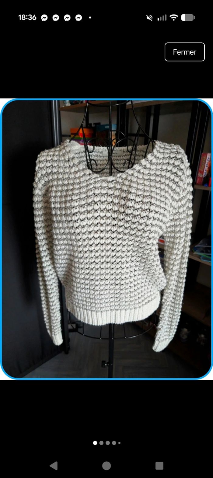 Pull Teddy Smith blanc & argenté - Taille 12 ans - État impeccable