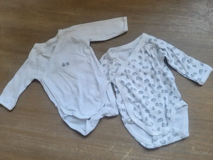 Lot 2 bodies manches longues Petit Bateau