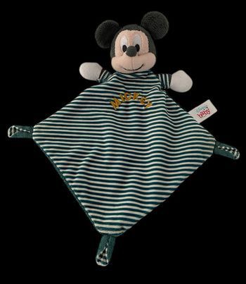 B6216❤️Doudou plat Mickey vert rayé Disney baby nicotoy