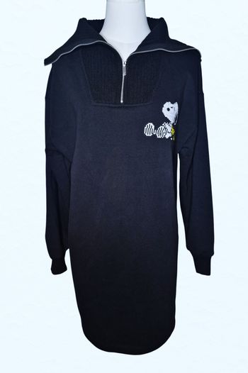 Robe sweat noire Zara Snoopy à col zippé taille S