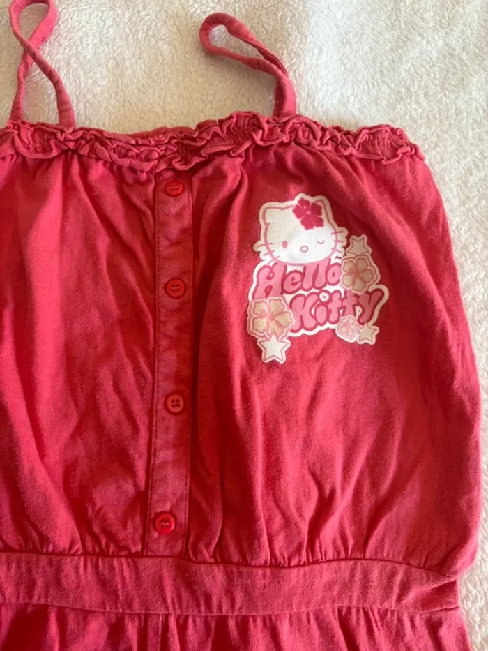 Barboteuse rouge Hello Kitty fille 3/4 ans – été, bretelles fines - photo numéro 3