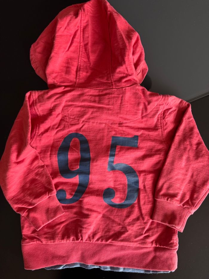 Sweat 24m effet chemise dessous Minoti neuf rouge - photo numéro 4