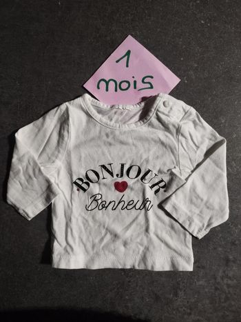 T shirt "bonjour bonheur" 1 mois