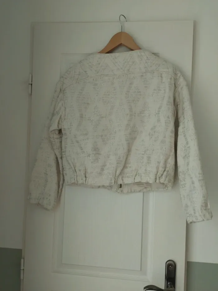 Veste crème à liserés argentés Zara M - photo numéro 5