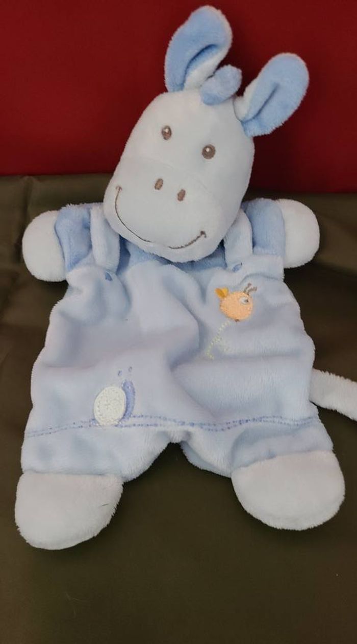 Doudou plat cheval âne VETIR bleu escargot abeille - photo numéro 4