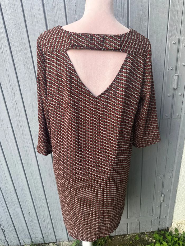 Robe manches 3/4 imprimée décolleté dos nu doublée - photo numéro 4