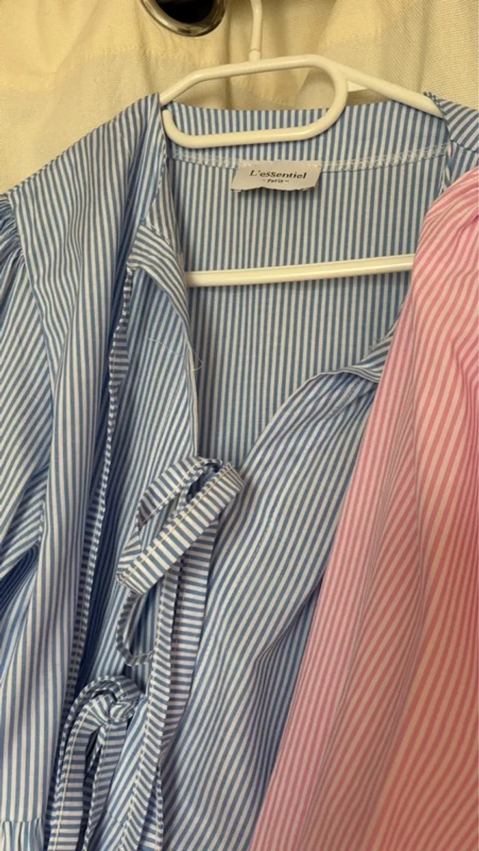 Chemise bouffante à rayures bleue noeuds double sens - photo numéro 5