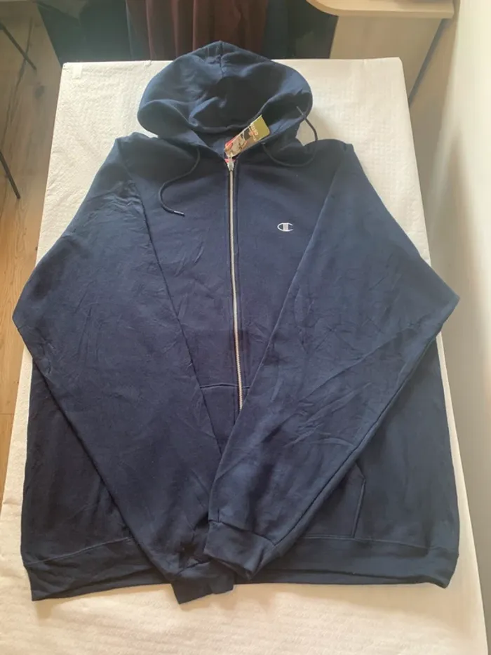 Sweat Champion zippé Bleu Marine - Grande taille XXL - Neuf avec étiquette - photo numéro 6