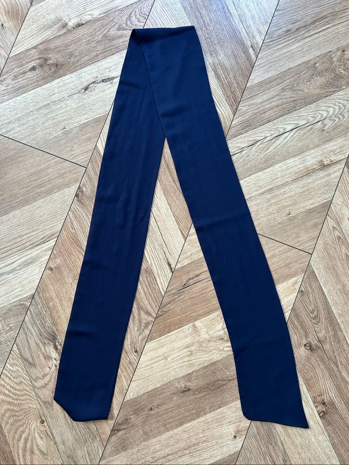 Long Foulard Écharpe / Cravate-Lavallière Fine - Bleu Marine / Bleu Nuit - photo numéro 2