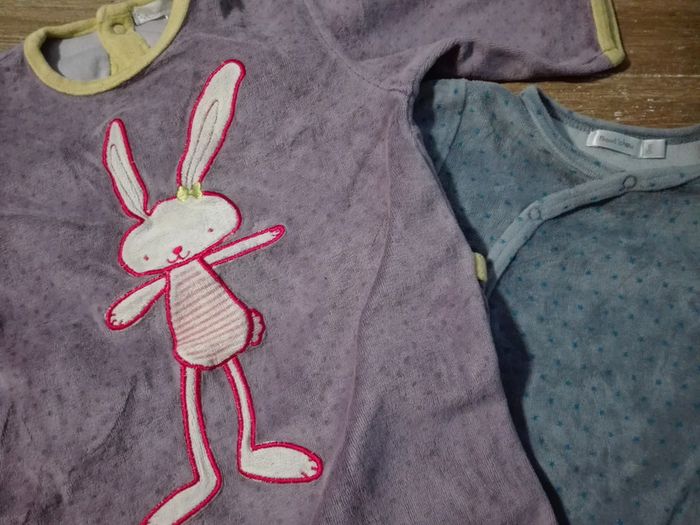 Lot pyjama mixte bébé fille garçon 9 mois lapin etoiles - photo numéro 2