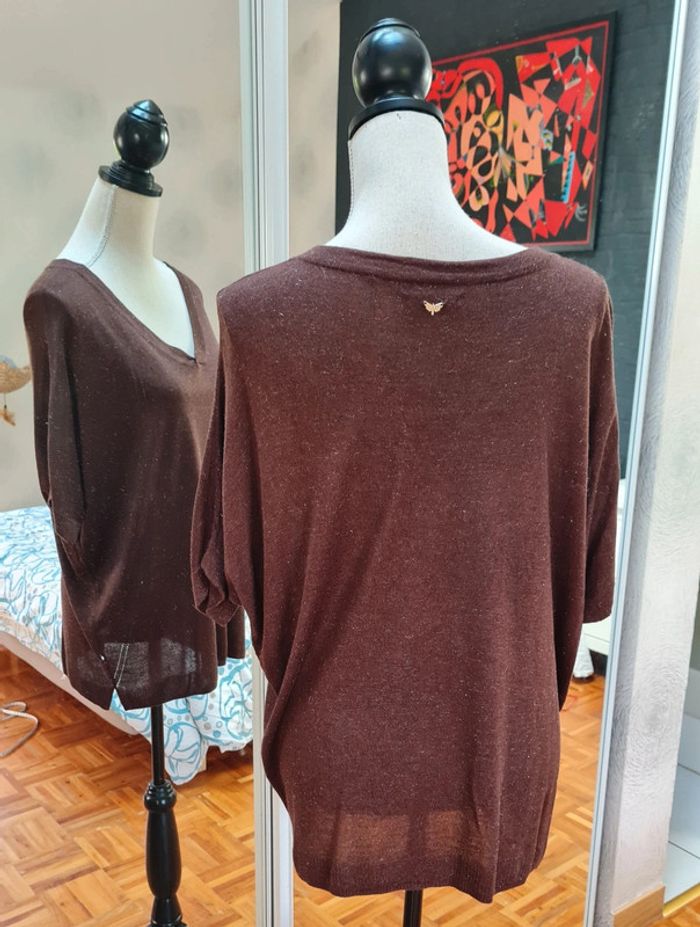 Top maille fibres dorée LBP T38/40 - photo numéro 5
