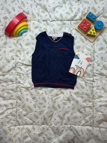 pull débardeur marine et rouge grain de blé 24 mois