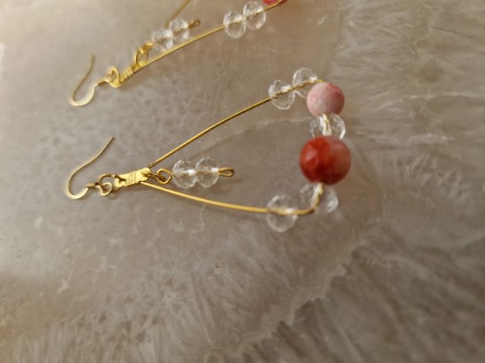 Boucles D'oreilles Cornaline Cristal Acier - photo numéro 12
