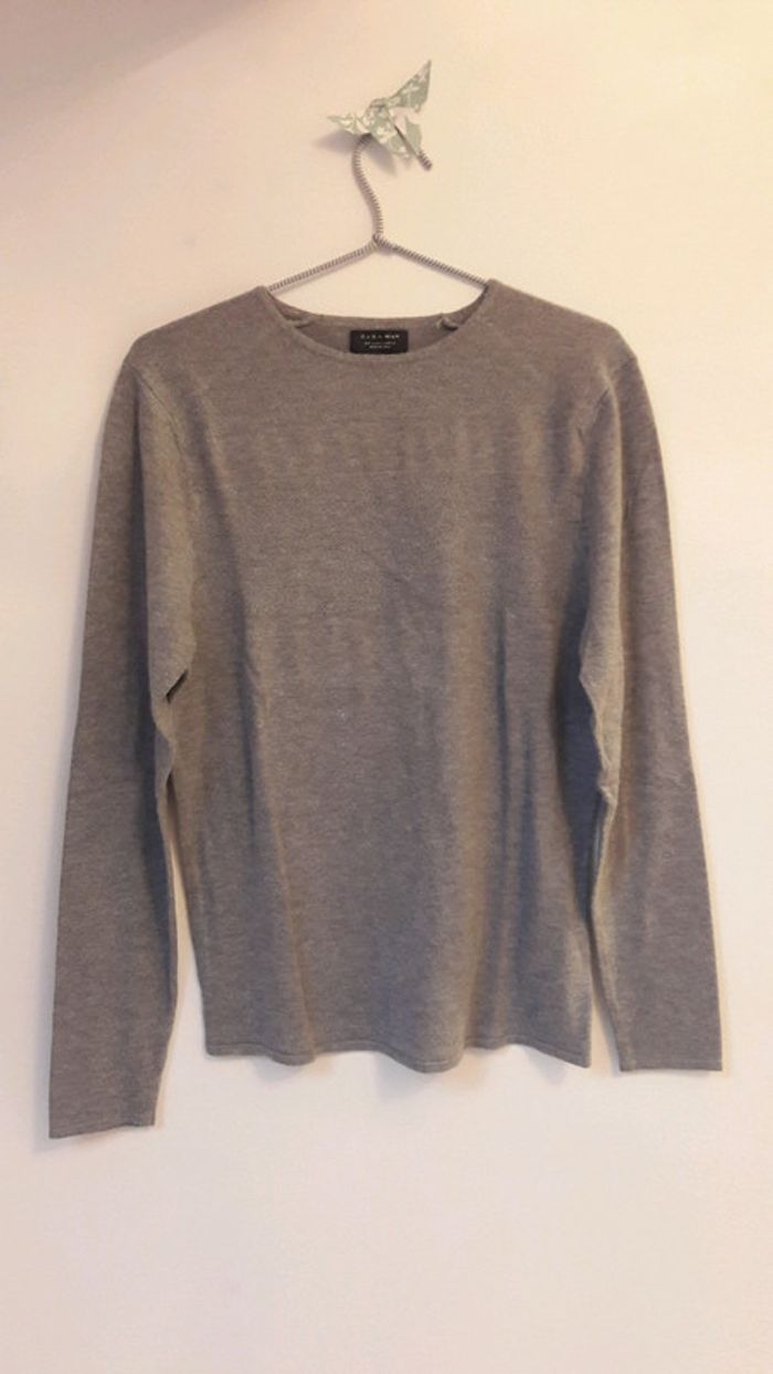 👨 Pull gris léger manches longues Zara Man Taille L
