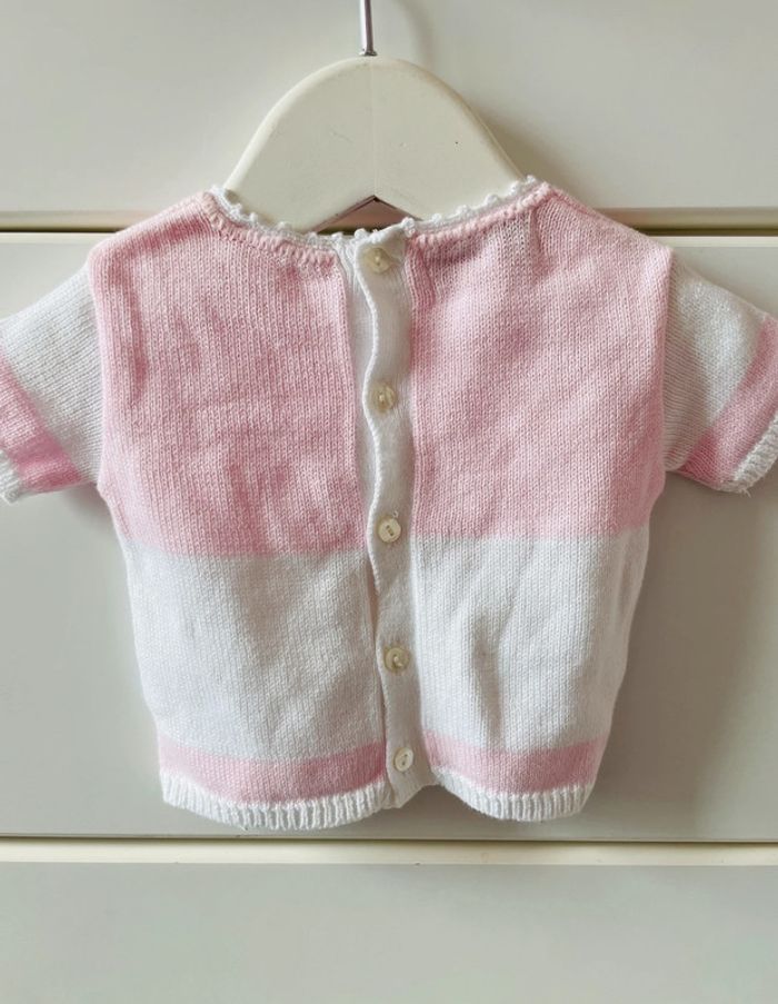 Pull bébé fille automne hiver rose blanc 6 mois neuf chic - photo numéro 2