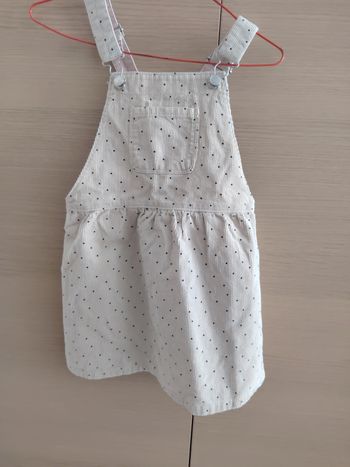 Robe saloptte, Zara, 4-5 ans, velours côtelé beige pois noir, bretelles ajustables cm